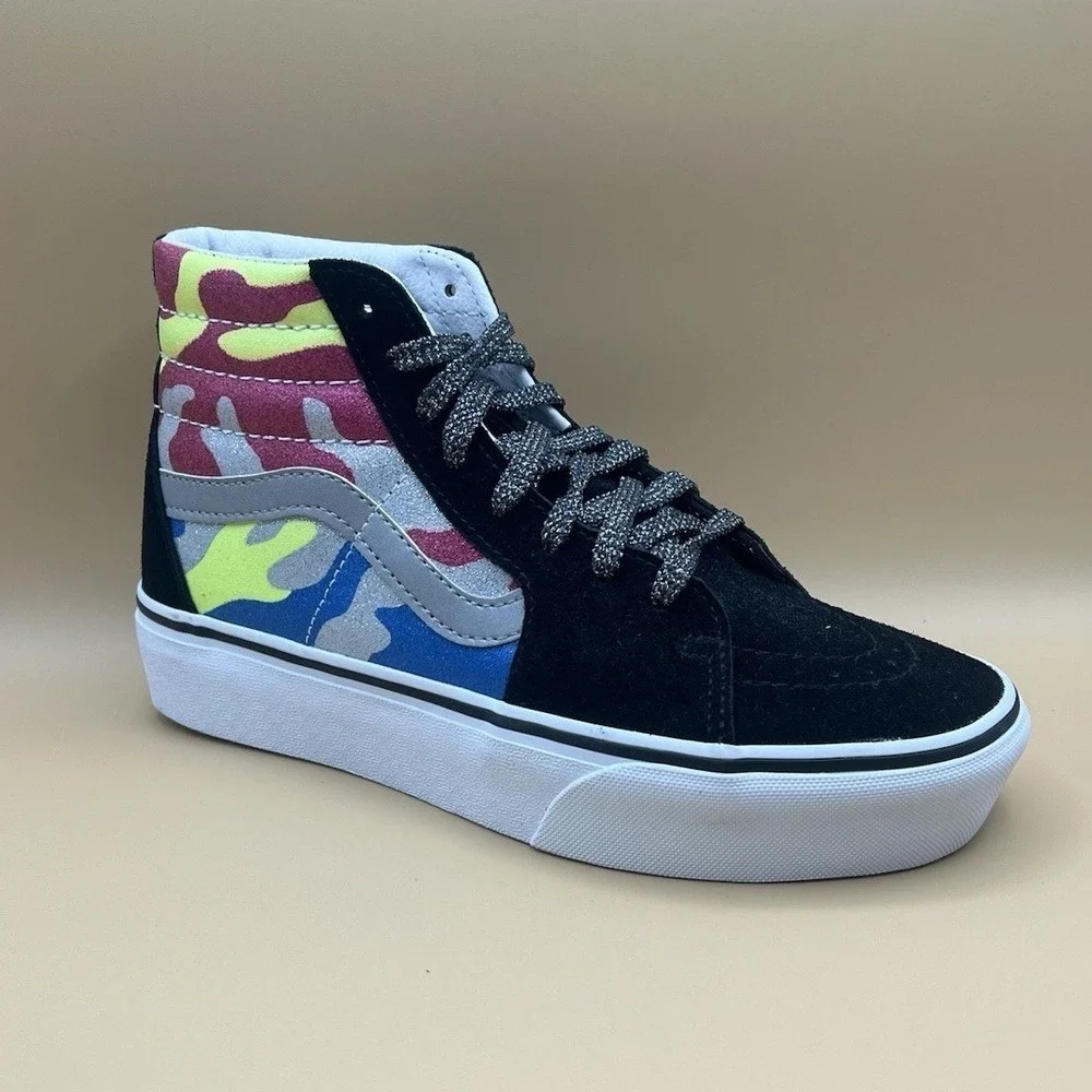 Vans Sk8-Hi Black Camo Glitter High‎ Top Shoes - Women's Size 7 Used